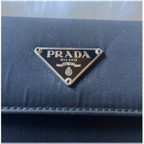 PRADA Milano Unisex Black Nylon/Leather‎ Fold Wallet Made In Italy - Picture 2 of 12